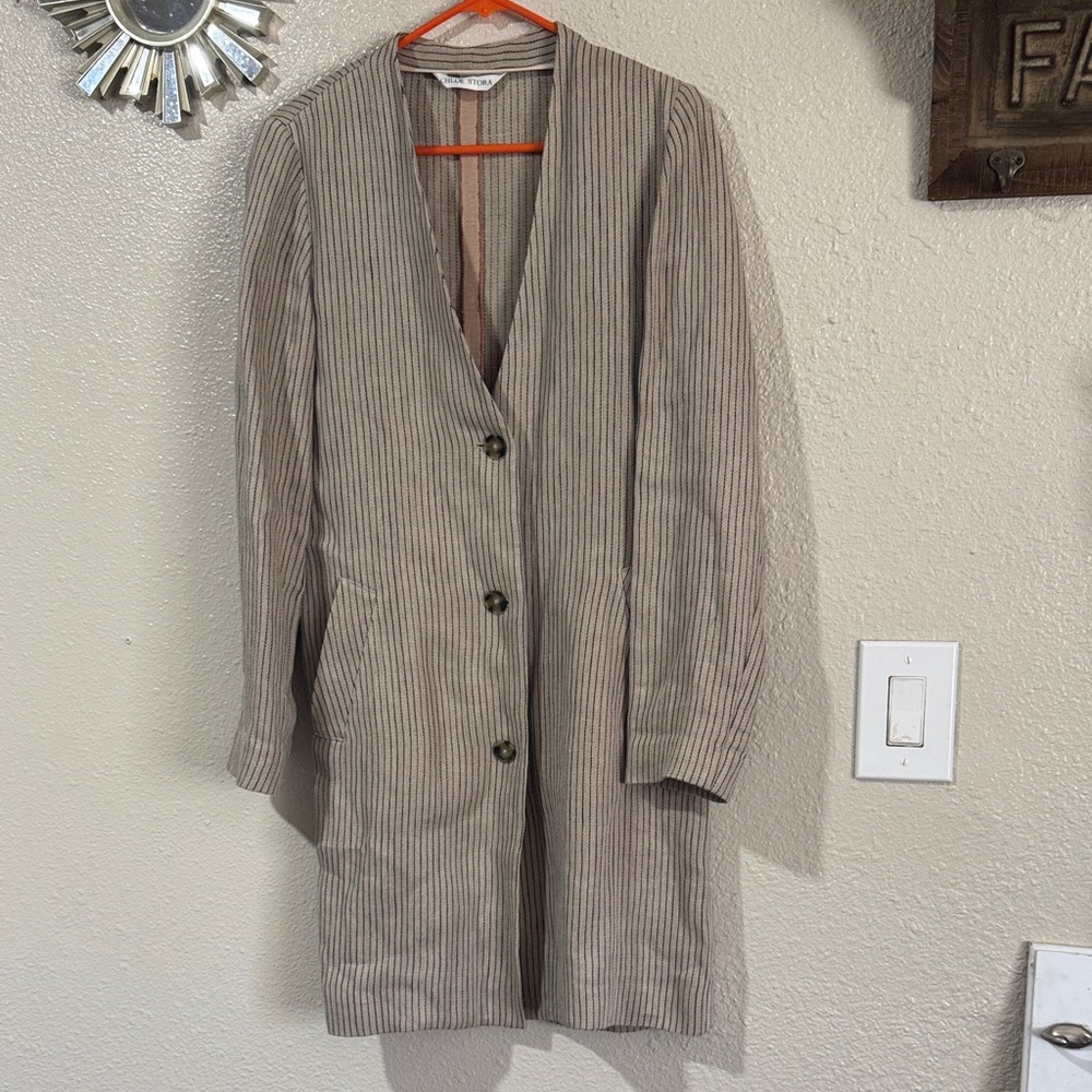 Chloé Stora Beige Blazer with Navy Stripes